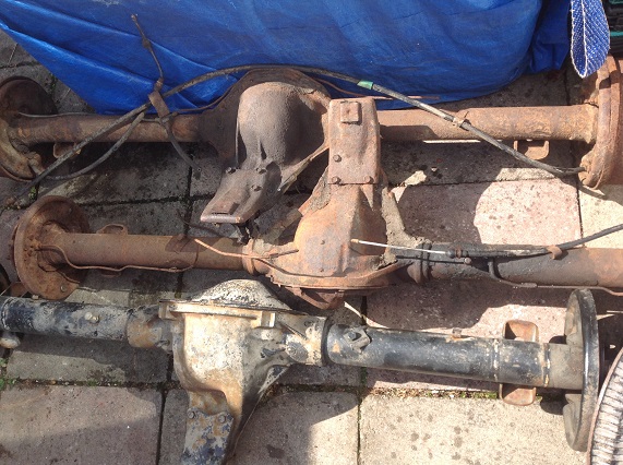 black axle-a body mopar (leaking half shaft seal) ,other 2 aussie axles,mid one has larger diameter shaft tubes Â£50 each