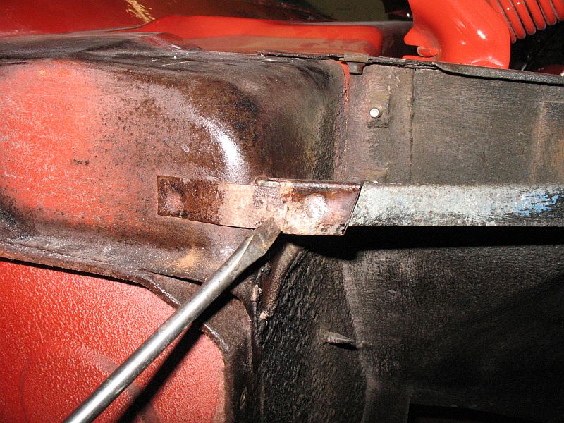 The fender diagonal stay was detatched from this strip that ties it to the bulkhead