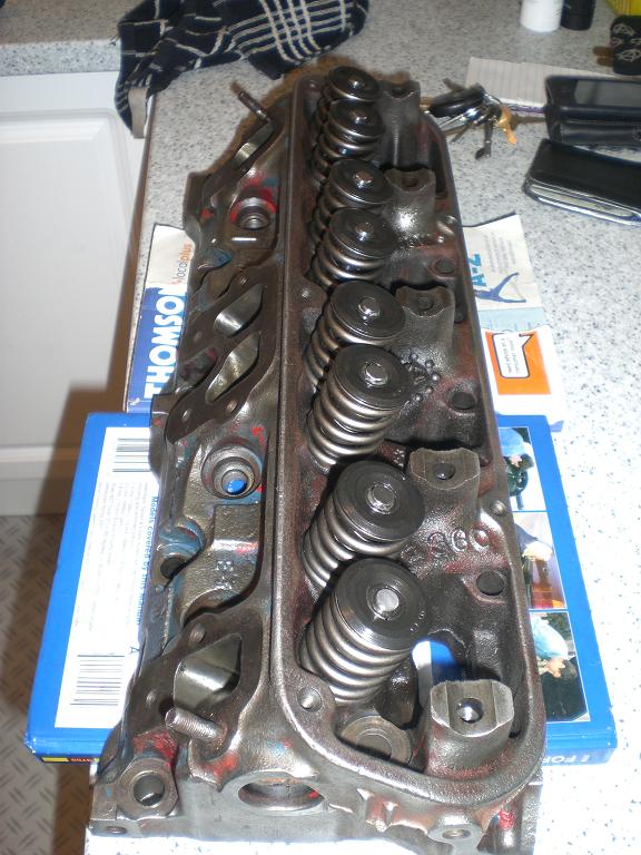 Valves and spring installed